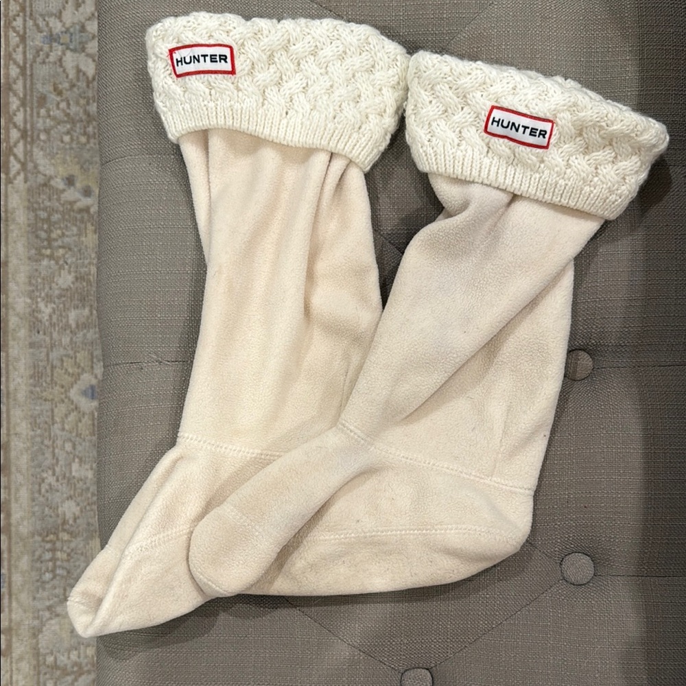 Hunter Cream Knit Cuff Fleece-Lined Boot Socks